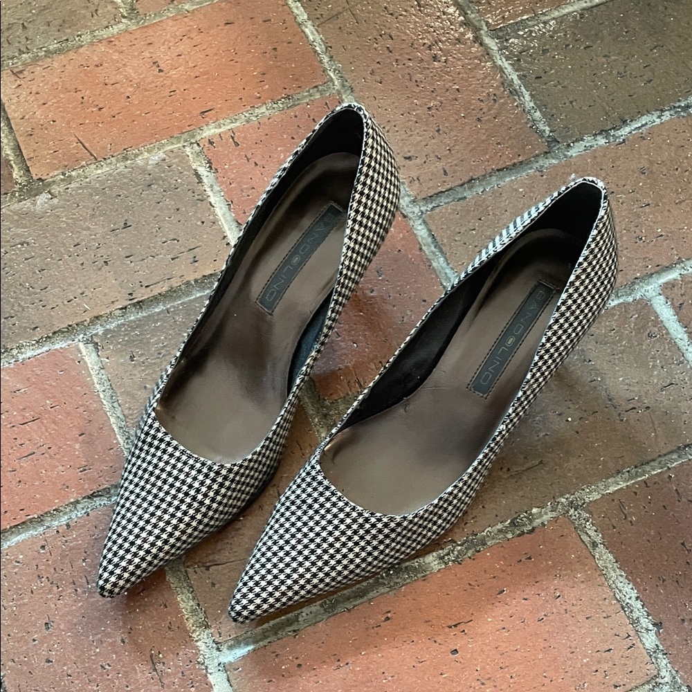 Bandolino Black and White Houndstooth Heels